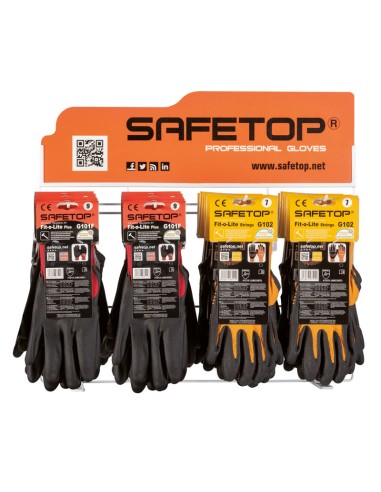 EXPOSITOR GUANTES SAFETOP, de sobremesa para 4 modelos