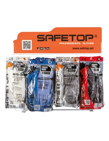 EXPOSITOR DE LUVAS SAFETOP, de mesa para 4 modelos
