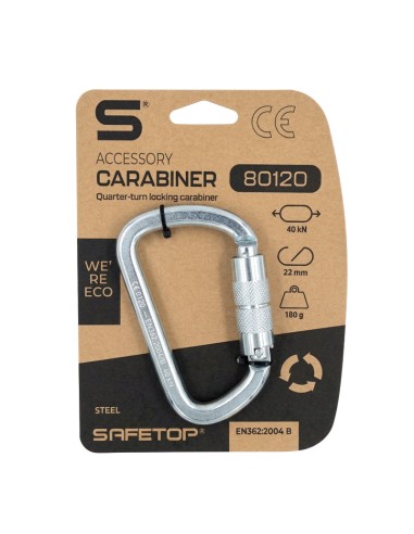 SCREW Lock CARABINER, 1/4 turn steel 22 mm opening