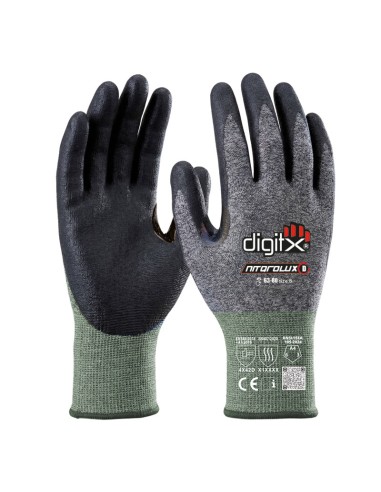 NITQROLUX-D, handskar 18g stöd Grön, handflata Nitril + förstärkning, skärnivå D