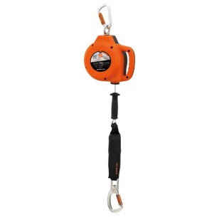 MASTEROLL, Dispositivo Retráctil cable 10m, 140Kg Horizontal + Vertical, mosquetones + Absorbedor