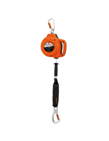 MASTEROLL, Dispositivo Retrattile cavo 6m, 140Kg Orizzontale + Verticale, moschettoni + Assorbitore