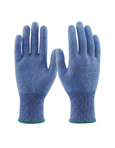FINDTEX, Guante Anticorte Nivel-F, ANSI A6, azul, alimentario, Puño largo, Touchscreen, Lavable