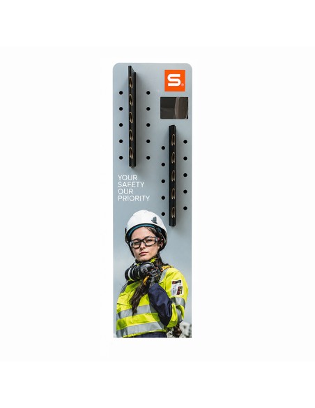 ESPOSITORE DI OCCHIALI, da terra con specchio per 10 occhiali W380xD250xH1500 mm