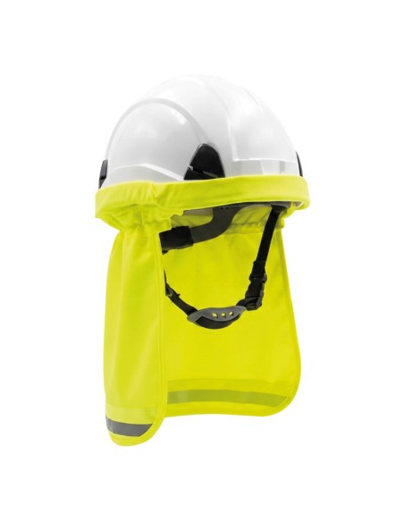 Protective Neck Sun Flap for Hard Hat Attachment, yellow colour, breathable fabric.