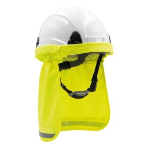 Protective Neck Sun Flap for Hard Hat Attachment, yellow colour, breathable fabric.