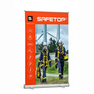Customised advertising roll up Safetop 100x200 cm in 510 g PVC canvas