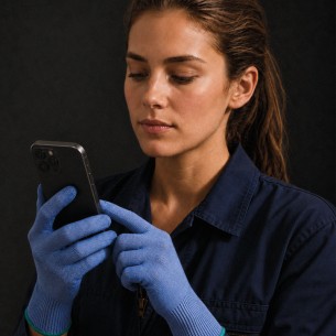 FINDTEX, Gant Anti-coupure Niveau-F, ANSI A6, bleu, Contact Alimentaire, Poignet long, Écran tactile, Lavable 2