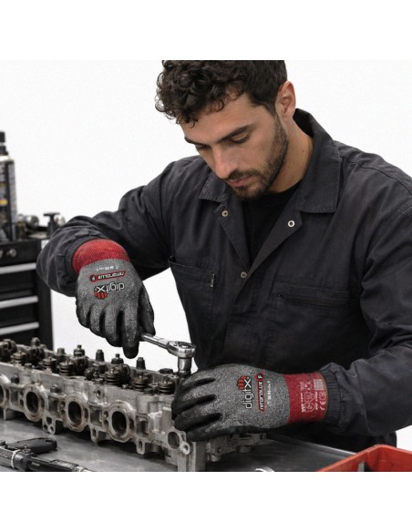 NITQROLUX-F, guante 18g, palma en nitrilo + refuerzo, nivel corte F y anticalórico