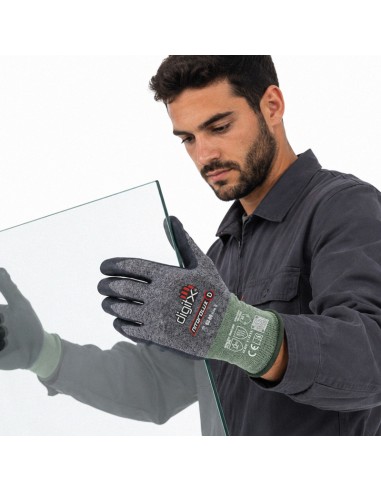 NITQROLUX-D, guante 18g soporte Verde, palma Nitrilo + refuerzo, nivel corte D