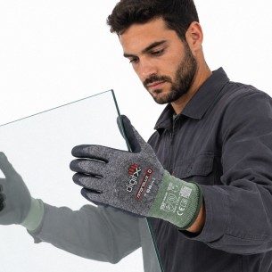 NITQROLUX-D, gant 18g support vert, paume nitrile + renfort, niveau coupe D 2