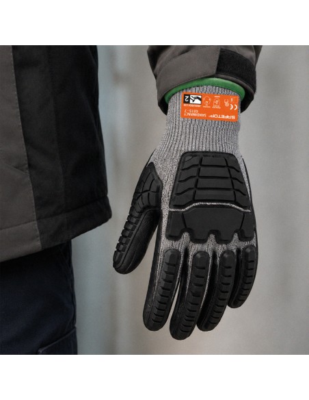 SANDIMPACT, luva anti-impacto, anti-corte A2-B, suporte HPPE Nylon, Nitrilo Sandy, Touchscreen