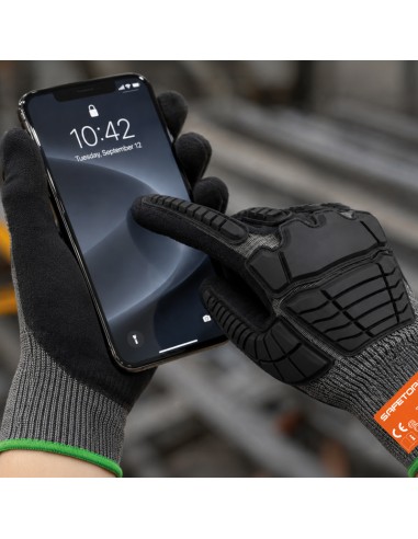 SANDIMPACT, luva anti-impacto, anti-corte A2-B, suporte HPPE Nylon, Nitrilo Sandy, Touchscreen