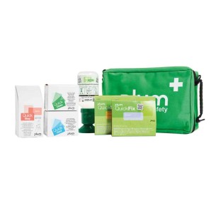FIRST-AID bag basic, incluye lavaojos, compresas, tiritas, crema quemaduras, etc.