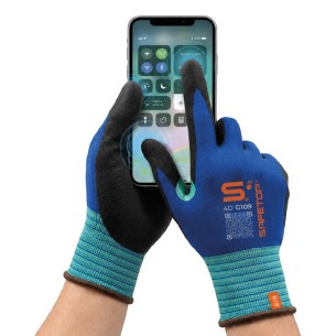 4-D, Guanto 4-Direzionale Blu/Verde, Massimo Comfort, Antipuntura livello-3, Antitaglio A1, Sandy Nitrile 2