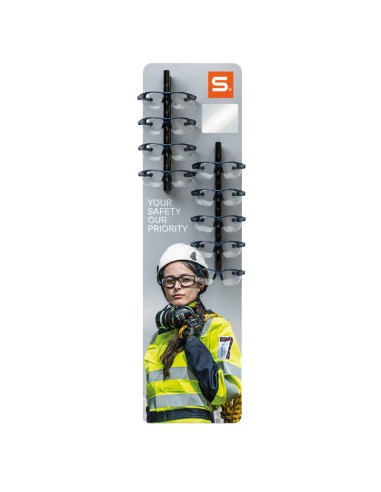 ESPOSITORE DI OCCHIALI, da terra con specchio per 10 occhiali W380xD250xH1500 mm