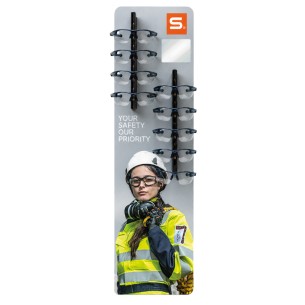 EXPOSITOR DE ÓCULOS, de pé com espelho para 10 óculos W380xD250xH1500 mm
