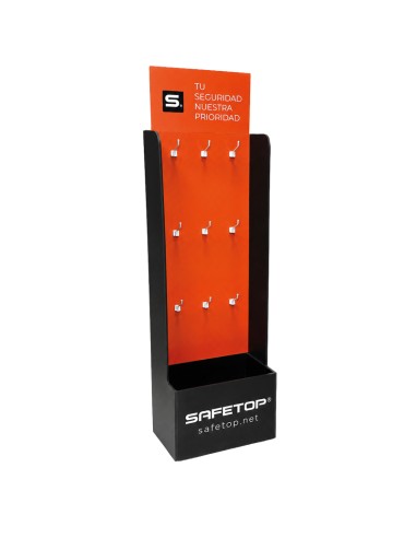 ESPOSITORE da pavimento per modelli multipli con 9 ganci, 450x250x1250 - 350 g laminato lucido