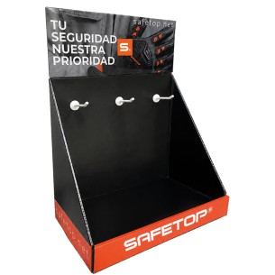 EXPOSITOR de sobremesa para guantes tres ganchos, 380x180x365 - 300 g laminado brillo 2