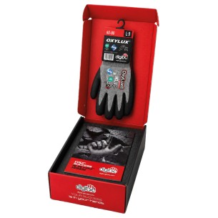 BOITES DIGITX convertibles en présentoir 290x190 mm (inclut 2 échantillons de gants et crochet pour gants) 2