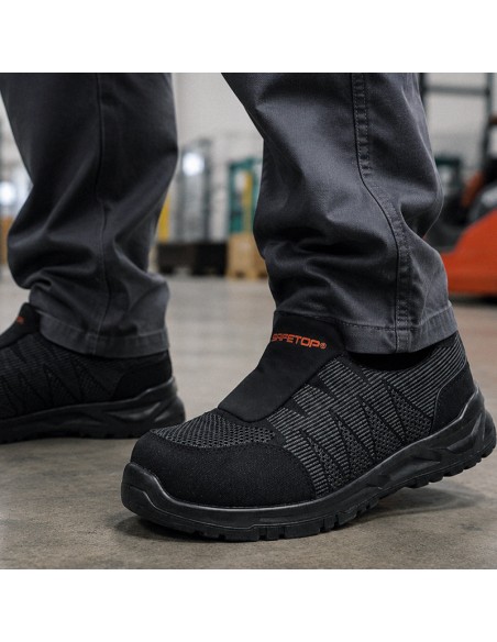 FANGIO, Chaussure S1 PL SR sans lacets, noir, Flexible, Tissu Respirant