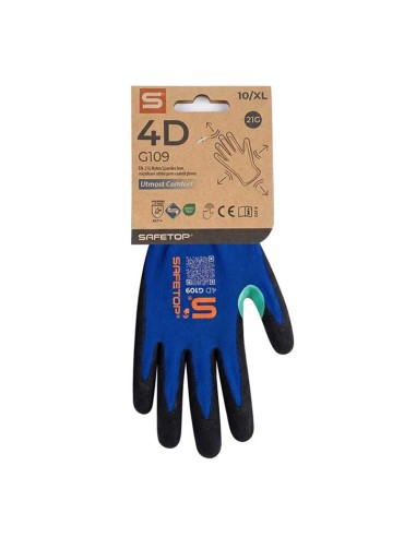 4-D, Guante de 21G 4-Direcciones ultrafino, máximo Comfort, Antipunzonamiento nivel-3, Anticorte A1, nitrilo arenoso