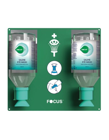 STATION DOUBLE avec miroir, avec 2 flacons de 500 ml de Solution Saline