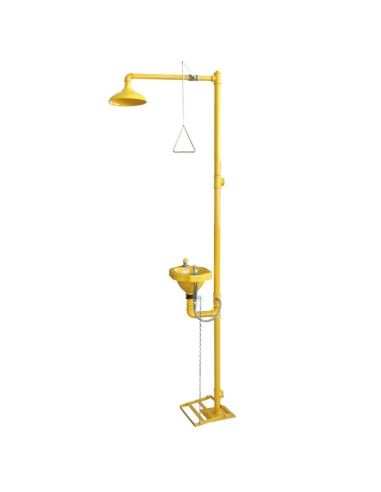 EYE SHOWER, yellow pedestal with basin and pedal