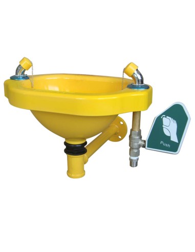 WALL-MOUNTED EYEWASH STATION, yellow with push button